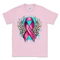 Bubblegum Pink cancer ribbon with angel wings Classic Tee - NancyCooperArtShop