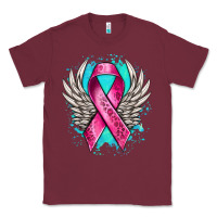 Burgundy cancer ribbon with angel wings Classic Tee - NancyCooperArtShop