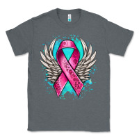 Charcoal Heather cancer ribbon with angel wings Classic Tee - NancyCooperArtShop