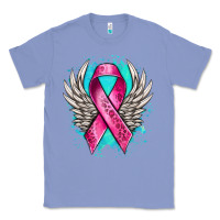 Colony Blue cancer ribbon with angel wings Classic Tee - NancyCooperArtShop