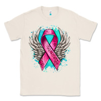 Natural cancer ribbon with angel wings Classic Tee - NancyCooperArtShop
