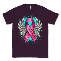 Plum cancer ribbon with angel wings Classic Tee - NancyCooperArtShop