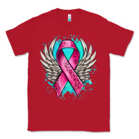 Red cancer ribbon with angel wings Classic Tee - NancyCooperArtShop