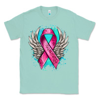 Seafoam cancer ribbon with angel wings Classic Tee - NancyCooperArtShop