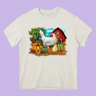 Fall Chicken Heavy Core Tee Designed By Lillyallendesigns
