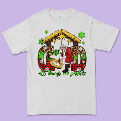With God All Things Are Possible Santa Baby Jesus Premium Tee Designed By Jasminsmagicworld