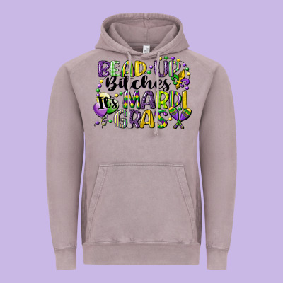 Bead Up Bitches Its Mardi Gras Vintage Hoodie Designed By Cowgirlartshop