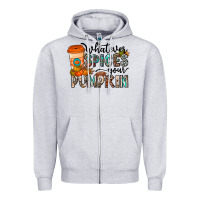 Heather Grey whatever spices your pumpkin Zipper Hoodie - CowhideDigitalArt