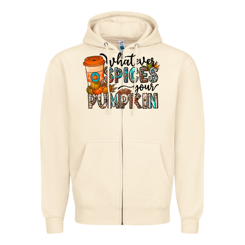 Whatever Spices Your Pumpkin Zipper Hoodie by CowhideDigitalArt | Teevron