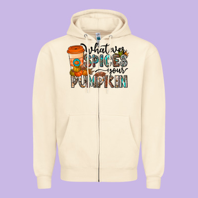 Whatever Spices Your Pumpkin Zipper Hoodie Designed By Cowhidedigitalart