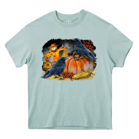 Fall Background With Crow Heavy Core Tee | Teevron