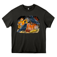Asphalt Fall Background With Crow Heavy Core Tee - LillyAllenDesigns