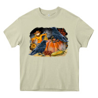 Mossy Fall Background With Crow Heavy Core Tee - LillyAllenDesigns