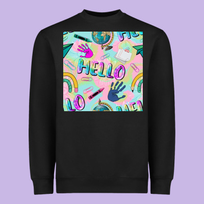Hello Kindergarten Seamless Pattern Heavyweight Sweatshirt Designed By Bundleandbundleshop