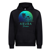Black Vintage Aruba Beach Tropical Vibes Vacation Souvenir Gift Urban Hoodie - minhPixels