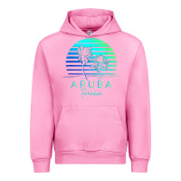 Fuchsia Pink Vintage Aruba Beach Tropical Vibes Vacation Souvenir Gift Urban Hoodie - minhPixels