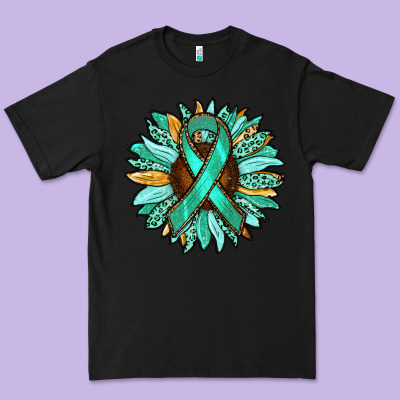 Ovarian Liver Cancer Awareness Sunflower Premium Tee Designed By Ranaportraitstore