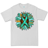Dove Grey Ovarian Liver Cancer Awareness Sunflower Premium Tee - RanaPortraitStore