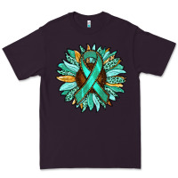 Plum Ovarian Liver Cancer Awareness Sunflower Premium Tee - RanaPortraitStore
