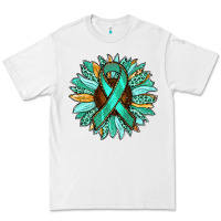 White Ovarian Liver Cancer Awareness Sunflower Premium Tee - RanaPortraitStore