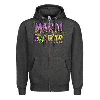 Charcoal Heather mardi gras Zipper Hoodie - SublimationCraftShop