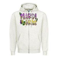 Oatmeal Heather mardi gras Zipper Hoodie - SublimationCraftShop