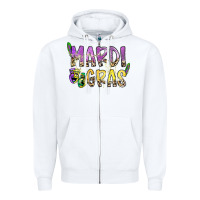 White mardi gras Zipper Hoodie - SublimationCraftShop