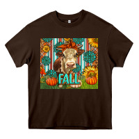 Chocolate Brown Western Fall Cow Heavy Core Tee - LillyAllenDesigns