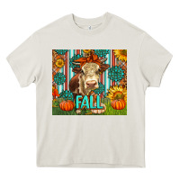 Cream Western Fall Cow Heavy Core Tee - LillyAllenDesigns
