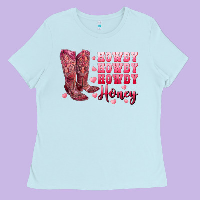 Howdy Howdy Howdy Honey With Cowgirl Boots Ladies Tee Designed By Ranaportraitstore