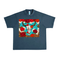 Midnight Navy bull skull rose Urban Heavy Tee - TumblerDesignByShophia