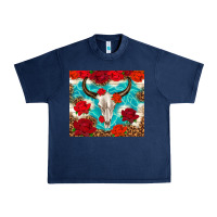 Navy bull skull rose Urban Heavy Tee - TumblerDesignByShophia