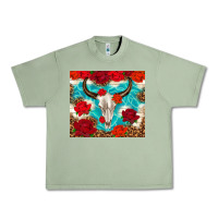 Oil Green bull skull rose Urban Heavy Tee - TumblerDesignByShophia