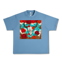 Pebble Blue bull skull rose Urban Heavy Tee - TumblerDesignByShophia