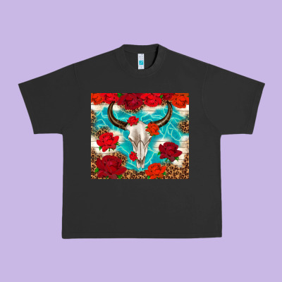 Bull Skull Rose Urban Heavy Tee Designed By Tumblerdesignbyshophia