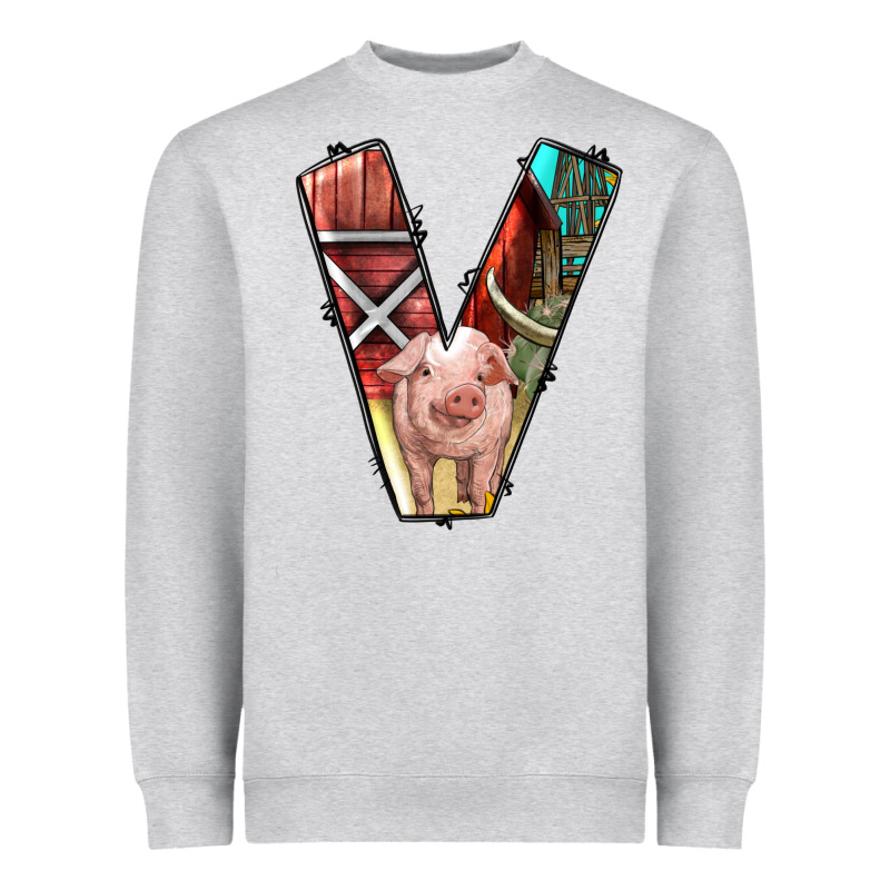Farm Life Alphabet Lowercase Letters V Heavyweight Sweatshirt by BundleAndBundleShop | Teevron