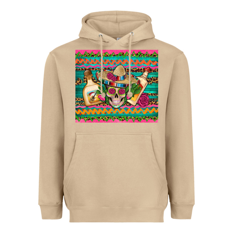 Mexican Tequila Skull Roses Cactus Sombrero Heavyweight Hoodie by Artiststas | Teevron