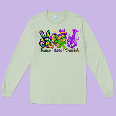 Peace Love Crawfish Long Sleeve Tee Designed By Howdyjamesfarm
