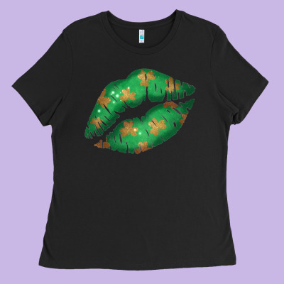 St. Patricks Day Green Lips Ladies Tee Designed By Bettercallsaul