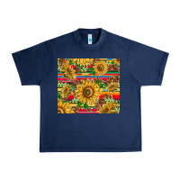 Navy mexican sunflowers Urban Heavy Tee - TumblerDesignByShophia
