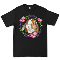 Black Bunny Face With Floral Wreath Premium Tee - RanaPortraitStore