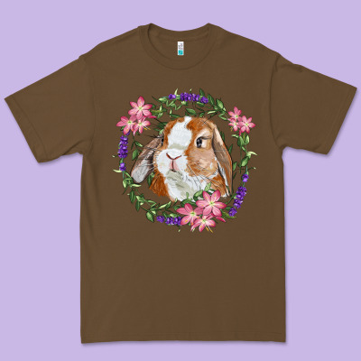 Bunny Face With Floral Wreath Premium Tee Designed By Ranaportraitstore