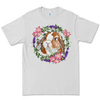 Dove Grey Bunny Face With Floral Wreath Premium Tee - RanaPortraitStore