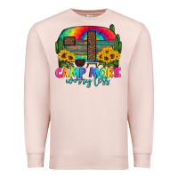 Pale Pink camp more worry less with caravan Premium Sweatshirt - Artiststas