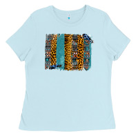 Baby Blue Aztec Leopard Glitter Brushstrokes Ladies Tee - Bettercallsaul