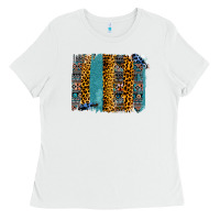 White Aztec Leopard Glitter Brushstrokes Ladies Tee - Bettercallsaul