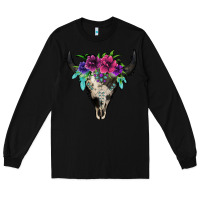 Black cowhide bull skull Long Sleeve Tee - Jasminsmagicworld