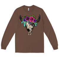 Chestnut cowhide bull skull Long Sleeve Tee - Jasminsmagicworld