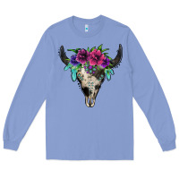 Colony Blue cowhide bull skull Long Sleeve Tee - Jasminsmagicworld