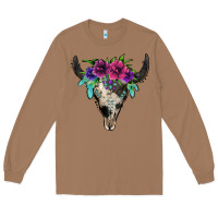 Toasted Coconut cowhide bull skull Long Sleeve Tee - Jasminsmagicworld